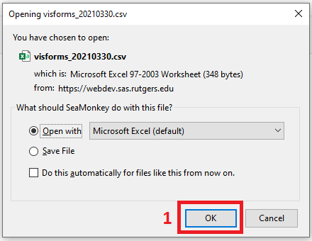 Opening Visforms exported data file