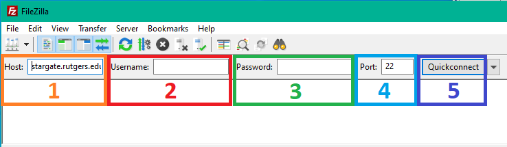 Connect to stargate.rutgers.edu using FileZilla
